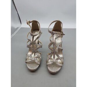 Michael Michael Kors Sandra Platform Glitter Heels Champagne Size 8M 4"